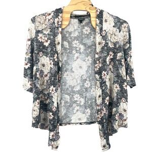 Torrid Top Womens 2 Open Front Knit Cardigan Super Soft Black Floral 3/4 Sleeve